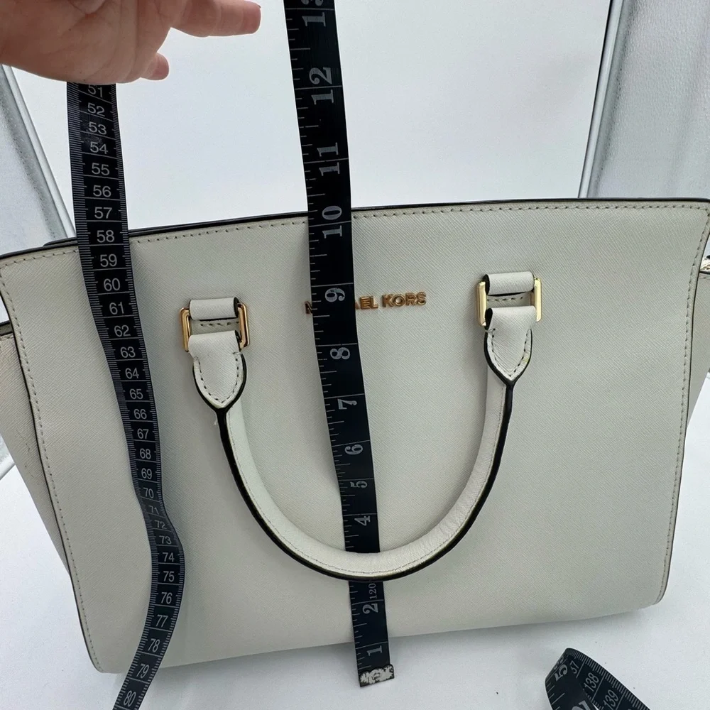 Michael Kors Selma White Saffiano Satchel With Dust Bag
